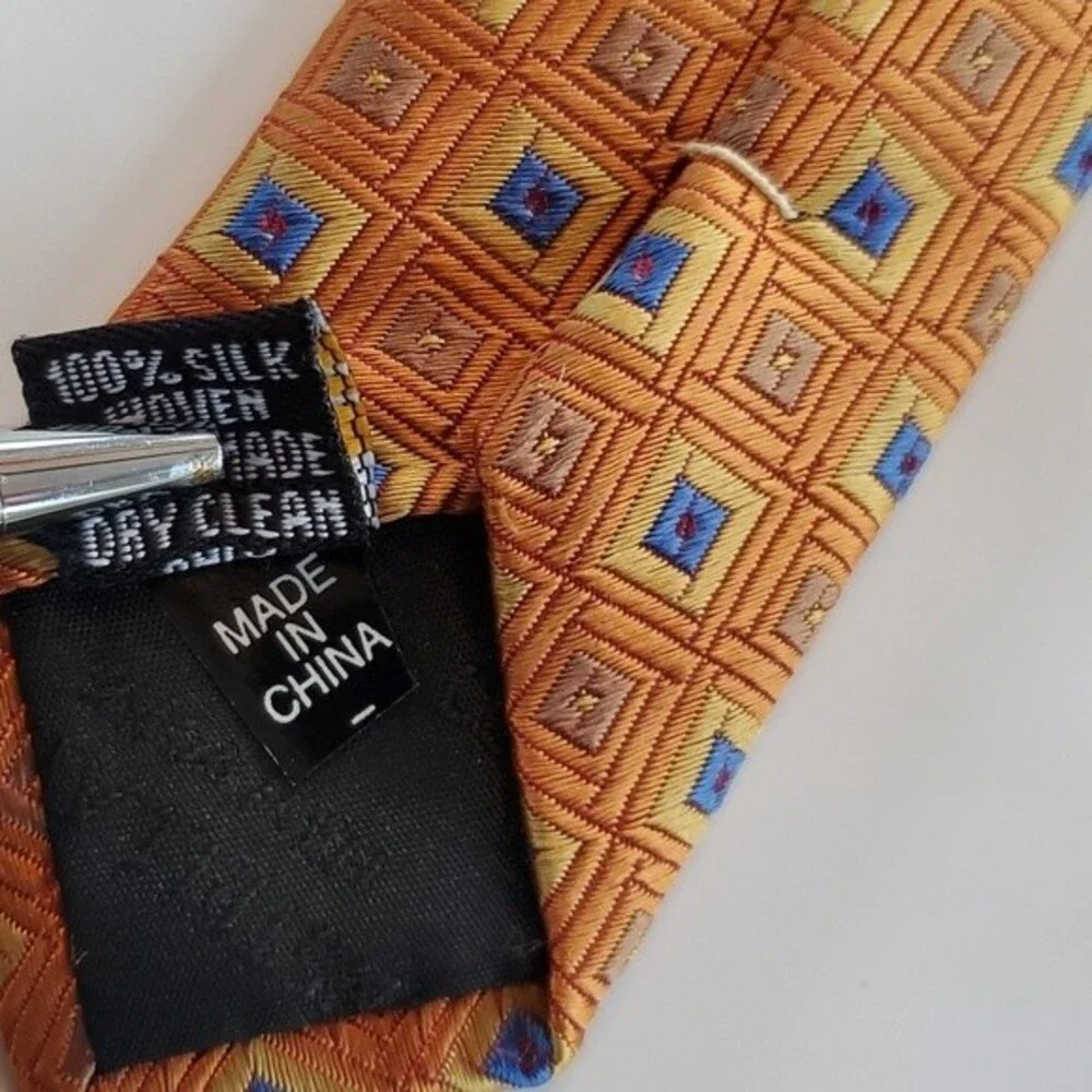 PAIR OF CONSTELLATIONS NEW YORK GEOMETRIC SILK MEN'S TIES 3.75